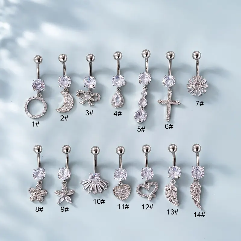 R.Gem. Cute Dangling Surgical Stainless Steel Navel Piercing Jewelry Belly Button Rings Belly Piercings