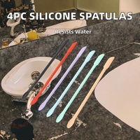 Lot de spatules et grattoirs en silicone pour cosmétiques, 4 pièces, résistantes à l'eau, respectueuses de la peau, outils de maquillage à petite pointe pour usage domestique et lèvres