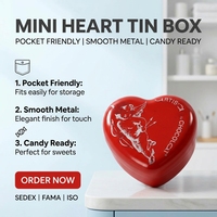 Mini boîte en fer blanc en forme de cœur pour bonbons, chocolats, biscuits, snacks, emballage alimentaire avec impression de logo personnalisé