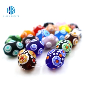 Ciondoli con Perle Artigianali Lunghe Ovali in Vetro a Lume Puntinato Opaco Satinato per Collana Colorata Personalizzata Creazione <span class=keywords><strong>Gioielli</strong></span> Vetro di <span class=keywords><strong>Murano</strong></span> Soffiato - Product Image 1