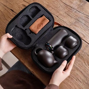 Tradizionale cinese giapponese tazza da tè custodia protettiva EVA custodia viola argilla teiera da tè può strofinaccio portatile borsa da viaggio - Product Image 1