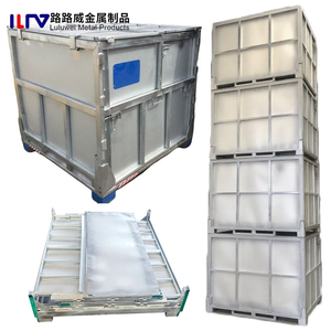 Contenitore <span class=keywords><strong>Pallet</strong></span> in Metallo Pieghevole, Impilabile, Durevole, in Acciaio Zincato per Trasporto e Stoccaggio in Magazzino - Product Image 2