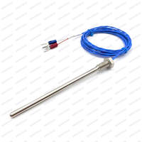 Capteur de température à thermocouple de type K en acier inoxydable avec fil bleu et bornes en U pour usage industriel