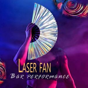 Abanico Plegable Grande y Brillante con Efecto Reflectante para Festivales, Abanicos Portátiles de Plástico con Efecto Brillante para Fiestas - Product Image 5