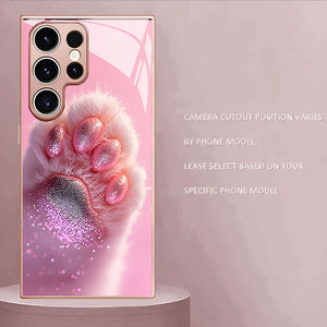 Graziosa Cover per Cellulare in Vetro Temperato e TPU con Stampa di Zampe di Gatto <span class=keywords><strong>Rosa</strong></span> per Samsung Galaxy S8 S9 S10 S20 S21 <span class=keywords><strong>S22</strong></span> S23 S24 S25 S26 - Product Image 5