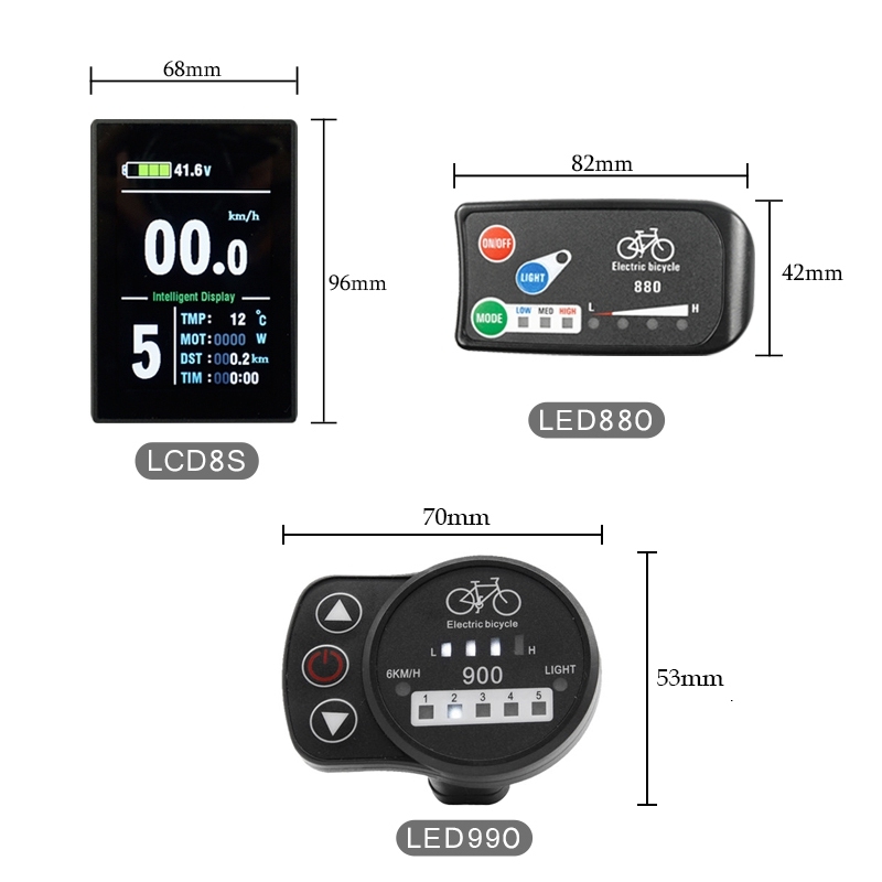 Écran LED 810 Pour Vélo électrique – Connecteur étanche – Affichage 36-48V – Support 22,2 Mm