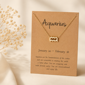 Birthday Gift Gold Plated 12 Zodiac Sign Pendant Wish Card Charm Gold Chain <b>Choker</b> Astrology Necklace Jewelry for Women - Product Image 6