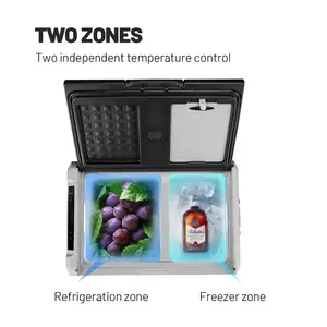 Alpicool TW7575LデュアルゾーンDC12vソーラーパワーフリーザー冷蔵庫ディープカートラベルフリーザーキャンプ用ポータブル冷蔵庫
