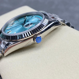 Mechanische Herrenuhren aus Metall im Luxus-Stil, Automatikuhr für Männer, Platin Eisblau Baguette Heirloom - Product Image 4