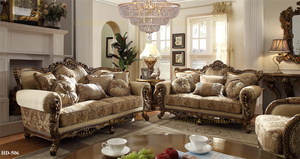 Ensemble <span class=keywords><strong>de</strong></span> canapés <span class=keywords><strong>de</strong></span> salon en tissu avec cadre en bois, design classique sculpté à la main, <span class=keywords><strong>luxe</strong></span> français, pour usage hôtelier - Product Image 3