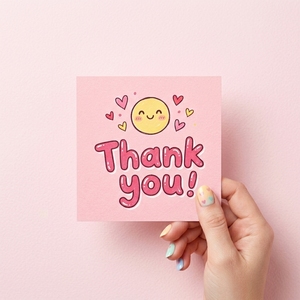 Biglietti di ringraziamento rosa Kawaii con design a cartoni animati, <span class=keywords><strong>stampa</strong></span> personalizzata del logo, per matrimoni, compleanni, regali aziendali, cancelleria OEM - Product Image 6