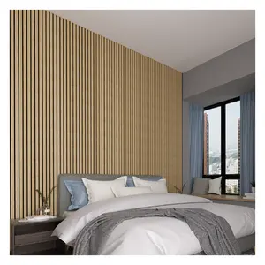 ألواح عازلة للصوت من خشب شرائح خشبية مزخرفة عالية الجودة 1220x2420 ملم لتزيين الحوائط الداخلية