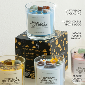 Vela Aromática de Cera de Soja con Cristales y Gema, con Mecha de Madera, para Regalo en el Hogar, Pedidos Mixtos, Marca Privada y Aromas Personalizados OEM/ODM - Product Image 5