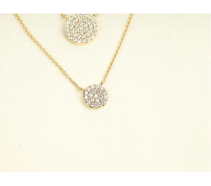 Collier à deux niveaux en or massif de qualité supérieure avec pendentif disque en diamant de laboratoire, bijoux fins, cadeau d'anniversaire de mariage pour femmes - Product Image 2