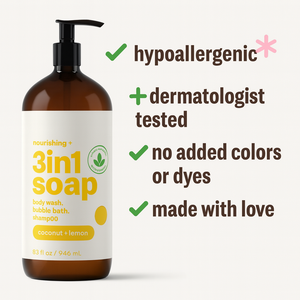 Savon 3 en 1 à la noix de coco et au citron, marque privée, gel douche, bain moussant, shampoing |   Formule naturelle hydratante pour les soins corporels OEM/ODM - Product Image 2