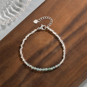Pulseras de tenis con diamantes marinos, brazaletes de obsidiana, pulsera de plata esterlina, pulsera de cadena de acero inoxidable - Product Image 1