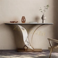 Meubles de salon, table console moderne en pierre frittée pour couloir, table console de luxe, tables d'entrée avec boule
