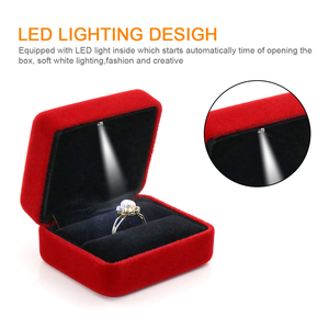 Manufacturer Wholesales High-end Square LED Lights Velvet Jewelry <b>Boxes</b> for <b>Rings</b> Necklaces Pendants Bracelets Packaging <b>Boxes</b> - Product Image 2