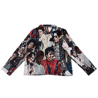 Veste polaire unisexe oversize zippée avec imprimé graphique vintage d'icônes musicales, respirante, style streetwear décontracté à col.