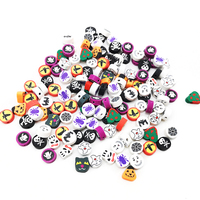 Cuentas sueltas de arcilla polimérica para fabricación de pulseras, abalorios con diseño de murciélago, calabaza, fantasma, Araña, para halloween, 10mm, 100 unidades