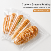 Sachet plat en BOPP transparent de qualité alimentaire imprimé sur mesure, à ouverture supérieure lisse, pour emballage de boulangerie (pain, pain de mie, pain grillé)