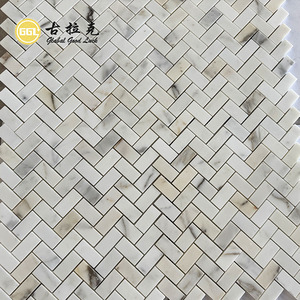 GGL Pedra Calacatta Ouro Herringbone Telhas Mosaico 10mm Espessura para Sala Banheiro Quarto Hall Decoração Interior Da Parede - Product Image 1
