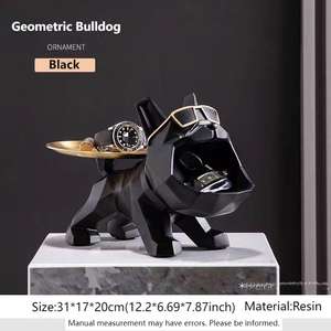 Statue de <span class=keywords><strong>bouledogue</strong></span> <span class=keywords><strong>français</strong></span> en acier et résine, sculpture de chien, décoration de salon, plateau de rangement de table, ornements, décoration de bureau à domicile, thème artistique - Product Image 4