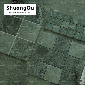 Piastrelle Shuangou all'ingrosso 97x97mm antiscivolo in marmo opaco Look verde piastrelle piscina paesaggio paesaggio Sukabumi piastrelle per piscina mosaico - Product Image 6
