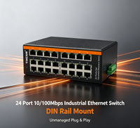 Switch Ethernet Industrial de 24 Puertos 10/100Mbps Fast Ethernet, Amplio Rango de Temperatura -40°C ℃ ~80 ℃   Conmutador de Red