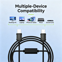 Cable de Audio USB 2.0 al por Mayor, Cable de Transferencia de Audio Bidireccional con Trenzado de Nailon, Cable Estéreo sin Pérdidas para Mezclador de PC, Logotipo Personalizado OEM para Automóvil