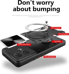 Porte-anneau chaud coques de téléphone pour Motorola <span class=keywords><strong>Moto</strong></span> G14 4G G34 G54 5G Protection de caméra coulissante support de voiture couverture arrière magnétique - Product Image 4