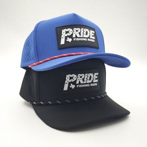 Casquette de baseball sportive ajustable à 5 panneaux en polyester avec logo en patch de caoutchouc Dobby Dot personnalisé en usine, trou découpé au laser - Product Image 4