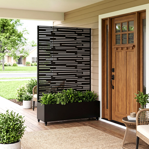 Jardinières rectangulaires robustes en aluminium découpé au laser pour la protection de l'intimité, pots de fleurs renforcés en métal pour jardin - Product Image 4