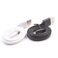 Kabel data usb mikro kabel pengisi daya datar putih untuk ponsel