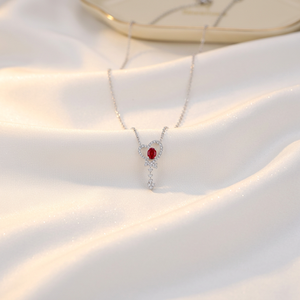 Most Popular Classic Luxury 18K White Gold Natural Diamond <b>Ruby</b> Heart Pendant <b>Necklace</b> Gemstone Jewelry Women Anniversary - Product Image 3