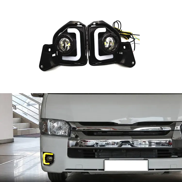 Luz LED antiniebla para coche Toyota Hiace, lámpara DRL de circulación diurna, intermitente, 12V, 2014, 2015, 2016, 2017, 2018, con señal de giro, 2 uds.
