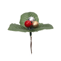 Buket Bunga Natal Plastik Hiasan Dekoratif Impor Langsung, Buah Berry Merah, Daun Segitiga, Daun Holly - DIY Natal