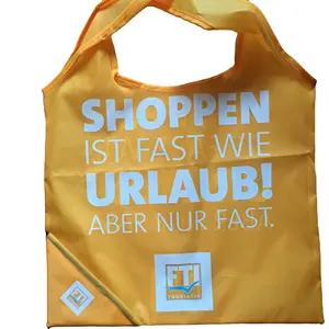 Eart-bolsa de compras plegable con logotipo personalizado, bolsa de compras reutilizable con bolsa, Hape 190T ol