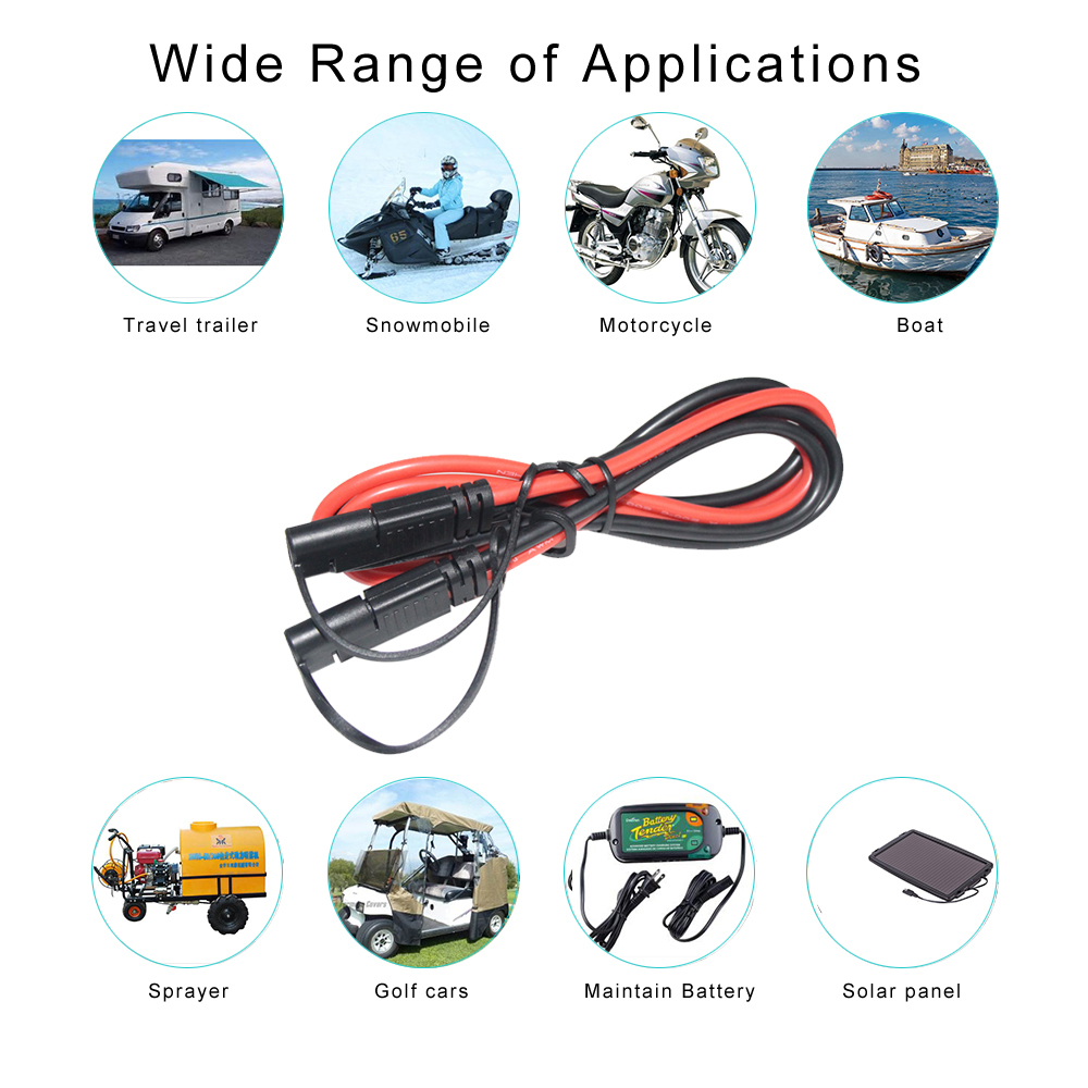 SureFit Cable de batería negro de 16 universal para cortadoras de césped tractores de jardín 504-00624