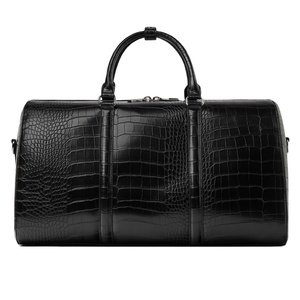 Sac de voyage week-end en polyester PU noir imitation crocodile, personnalisable avec logo, échantillon gratuit, pour homme - Product Image 1