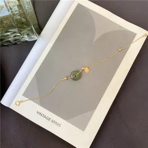 뜨거운 손으로 조각 하모니 Jwellery 여성 남성 소녀 남여 안전 버클 Bijoux 럭키 액세서리 자연 녹색 Jades 돌