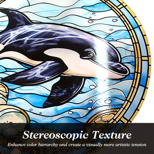 Customized Whale Lovers Holiday Ornament Ocean Creatures Suncatcher <b>Window</b> Hanging Stained Glass <b>Panel</b> - Product Image 3