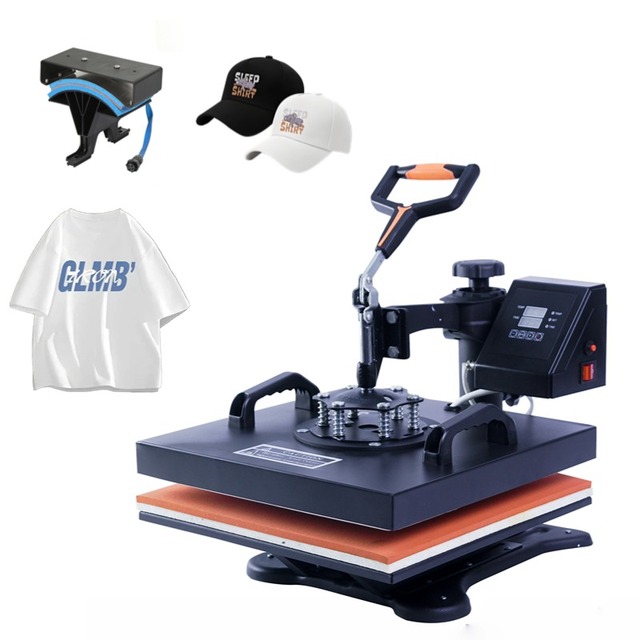 Multifunctional Semi-automatic Combo 2 in 1 Heat Press Sublimation Machine With Plate Hat Press for T-Shirt 15 X 15 Inches