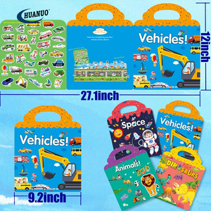 Adesivi da viaggio per bambini libri indaffarati per bambini regali di compleanno per bambini veicolo <span class=keywords><strong>spazio</strong></span> dinosauro libro adesivo silenzioso riutilizzabile - Product Image 6