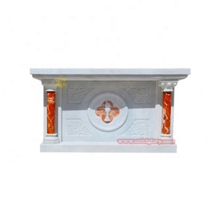 Diseño moderno de mármol blanco Altar de sacrificio Mesa Iglesia Tema Muebles Adornos Escultura para la venta - Product Image 6