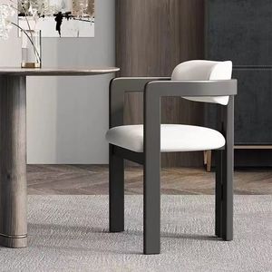 Silla de Comedor de Madera Maciza Estilo Italiano con Respaldo Curvo Tapizado, Sillón Moderno de Lujo para Hogar, Hotel, Conferencias L079 - Product Image 4