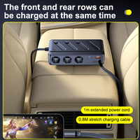 Hub de Carga Rápida para Auto con Múltiples Puertos, 187W PD QC3.0, Retráctil, Tipo C, USB, Divisor para Encendedor, Pantalla LED, 1 Año de Garantía