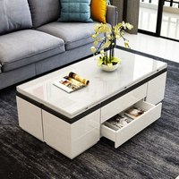 Meubles de maison modernes multifonctions Table basse élévatrice pliante pour salon Table basse élévatrice blanche en verre trempé 10 pièces