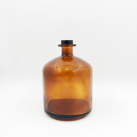 Diffuseur de parfum d'aromathérapie en verre de grande taille 1L, couleur personnalisée, avec bouchon en liège pour un usage domestique, emballé dans un carton