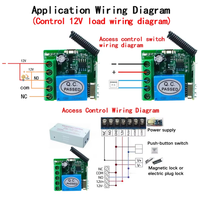 Interrupteur à distance sans fil universel 433,92 MHz, DC 12V 10A, récepteur relais 1 canal pour porte de garage, moteur, éclairage